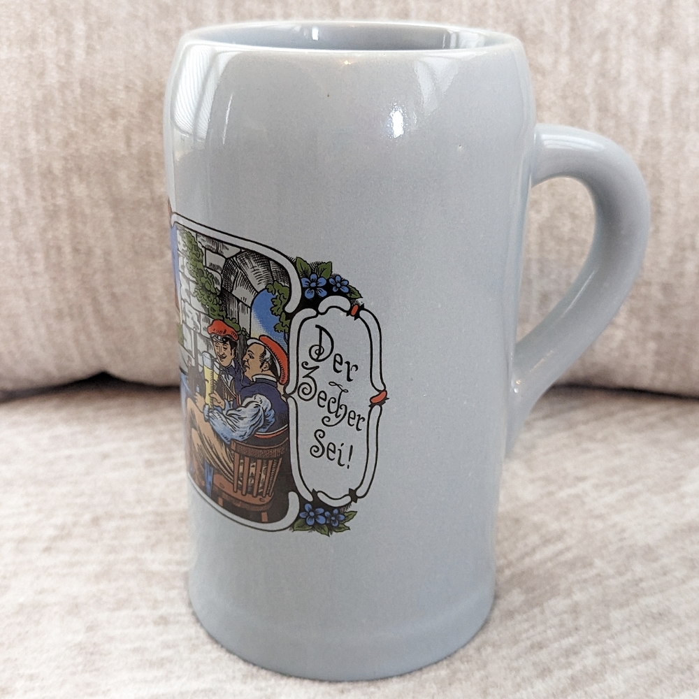 German style beer drinking mug tall and heavy USA collectable ceramic stoneware